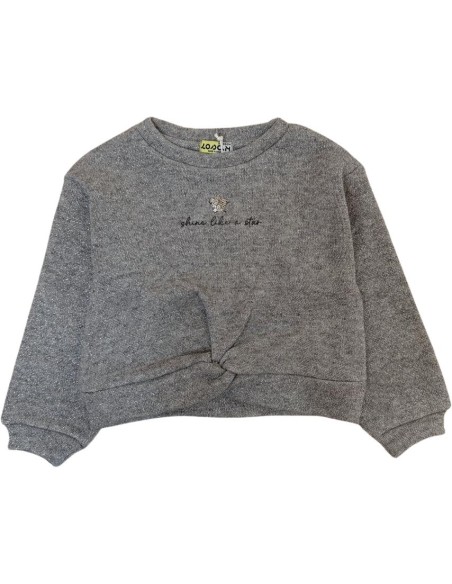 Maglioncino grigio per bambina con Nodo Fisso e Punti Lucidi  - Vendit