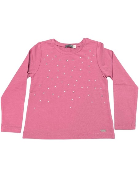 Maglietta Manica Lunga Bambina o ragazza in Cotone Elasticizzato Rosa 