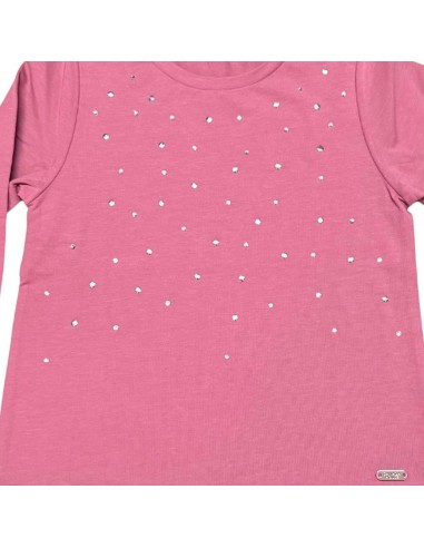 Maglietta Manica Lunga Bambina o ragazza in Cotone Elasticizzato Rosa  2