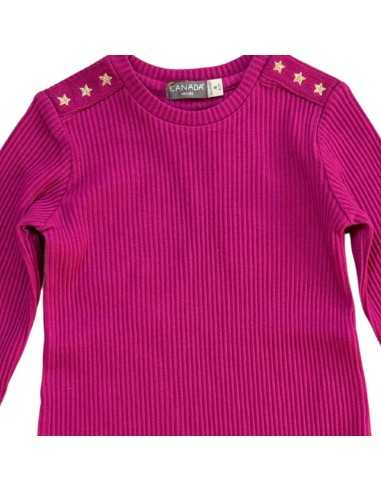 Maglietta bambina fucsia manica lunga con stelle dorate  - Vendita Mod 2