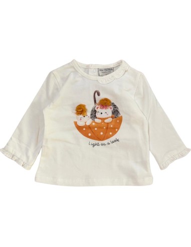 Maglietta neonato bianca manica lunga con stampa dolce  - Vendita Moda