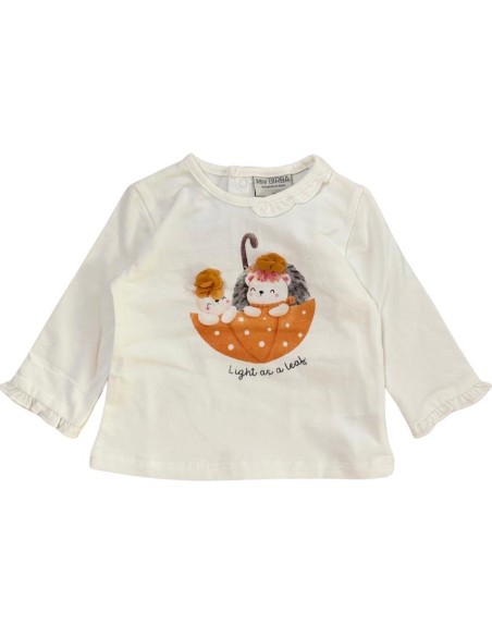 Maglietta neonato bianca manica lunga con stampa dolce  - Vendita Moda