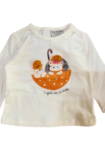 Maglietta neonato bianca manica lunga con stampa dolce  - Vendita Moda