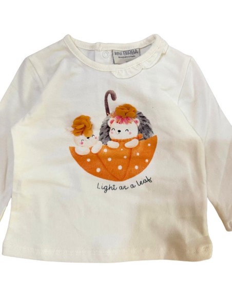 Maglietta neonato bianca manica lunga con stampa dolce  - Vendita Moda