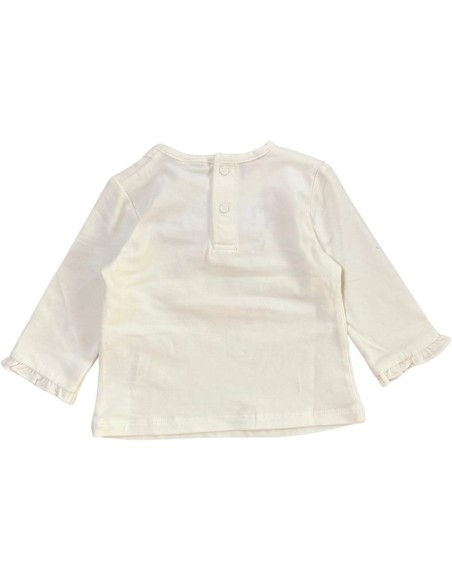 Maglietta neonato bianca manica lunga con stampa dolce  - Vendita Moda