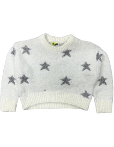 Maglione bianco in lana per bambina con Stellare Glitterate  - Vendita