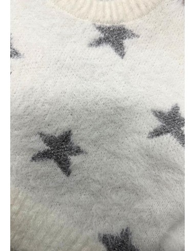 Maglione bianco in lana per bambina con Stellare Glitterate  - Vendita 2