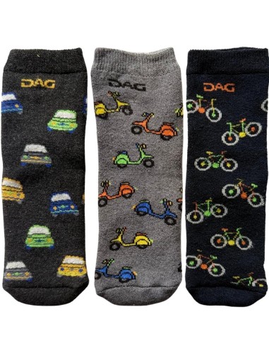 Calze Antiscivolo Bambino (3 Paia)-Trio Avventura Ruote Magiche  - Ven