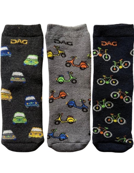 Calze Antiscivolo Bambino (3 Paia)-Trio Avventura Ruote Magiche  - Ven