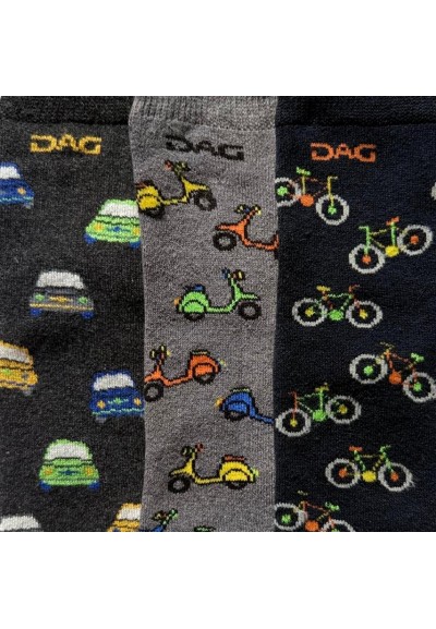 Calze Antiscivolo Bambino (3 Paia)-Trio Avventura Ruote Magiche  - Ven