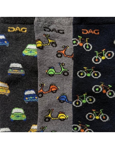 Calze Antiscivolo Bambino (3 Paia)-Trio Avventura Ruote Magiche  - Ven