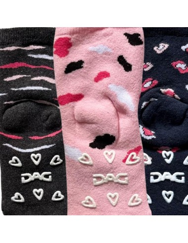 Calze antiscivolo bambina DAG – 3 paia fantasia in spugna  - Vendita M 2