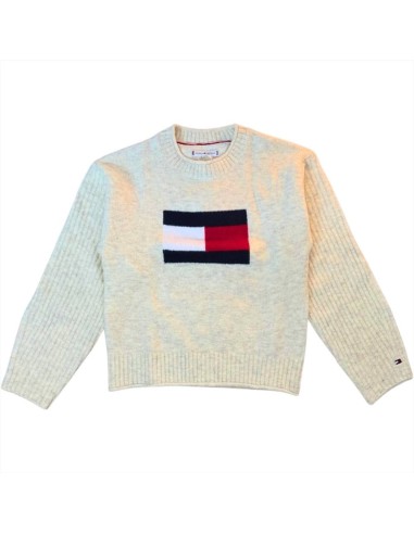 Maglione Tommy Hilfiger Panna per Ragazza con Bandiera iconica | Spedi