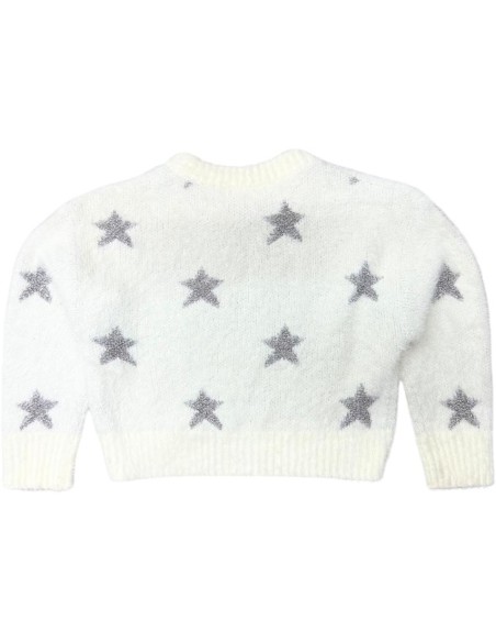 Maglione bianco in lana per bambina con Stellare Glitterate  - Vendita