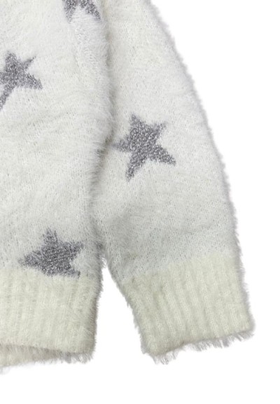 Maglione bianco in lana per bambina con Stellare Glitterate  - Vendita