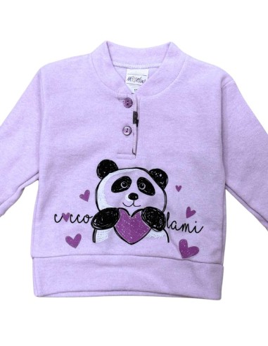 Pigiama bimba “Cucciolami” lilla con panda – Martellina 2 bottoni  - V 2
