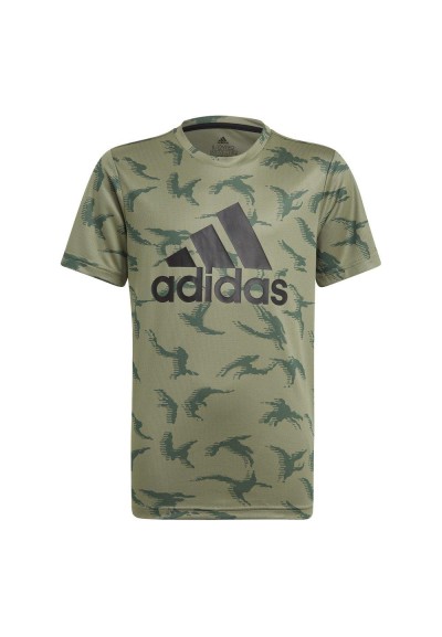 Adidas Camouflage Style Ragazzo - T-shirt Tecnica in Verde  - Vendita 