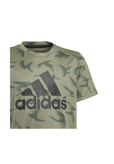 Adidas Camouflage Style Ragazzo - T-shirt Tecnica in Verde  - Vendita 