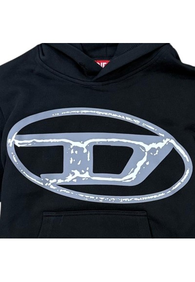 Felpa Diesel teen nera - stile urbano in cotone garzato  - Vendita Mod