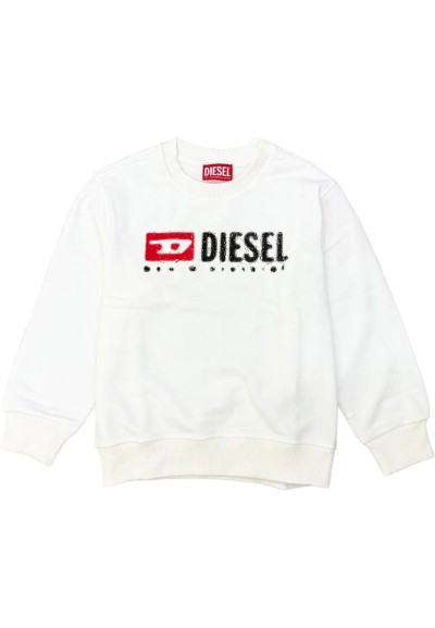 Felpa bianca garzata Diesel per ragazzi sdrops  - Vendita Moda sportiv