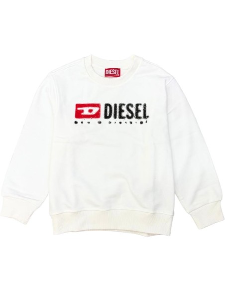 Felpa bianca garzata Diesel per ragazzi sdrops  - Vendita Moda sportiv