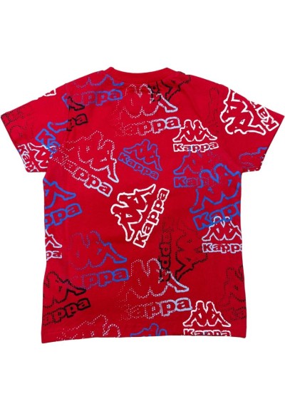 T-Shirt kappa, per bambino in cotone color rosso.  - Vendita Moda spor