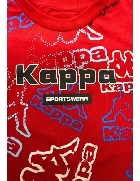 T-Shirt kappa, per bambino in cotone color rosso.  - Vendita Moda spor