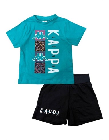Completo a t-shirt kappa, Bambina verde.  - Vendita Moda sportiva