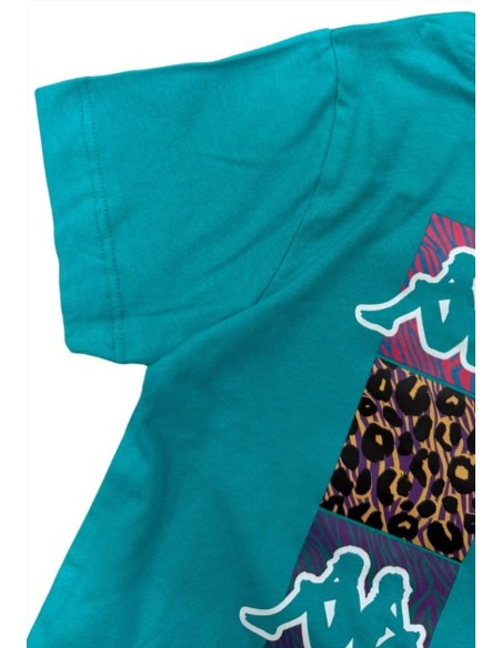 Completo a t-shirt kappa, Bambina verde.  - Vendita Moda sportiva