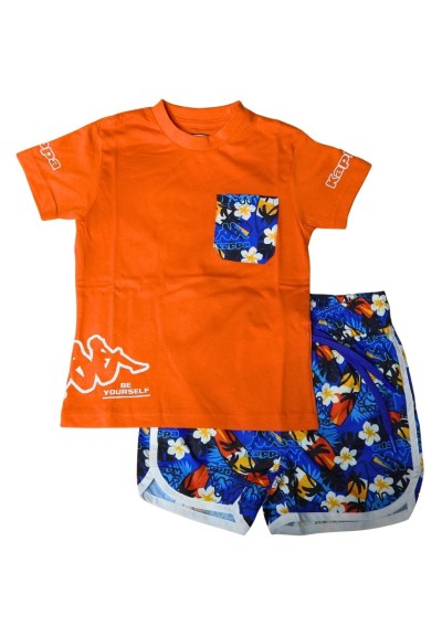 Completo kappa a T-Shirt kappa, Bambino arancio.  - Vendita Moda sport