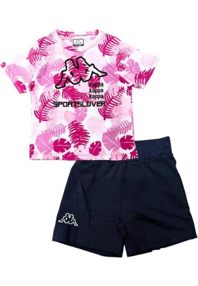 Completo t-shirt kappa, Bambina rosa.  - Vendita Moda sportiva