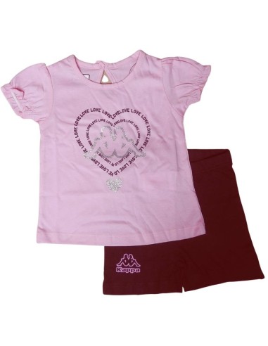 Completo kappa, Bambina T-Shirt  rosa e pantaloncino blu.  - Vendita M