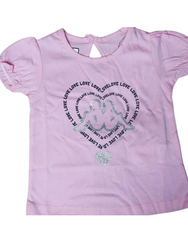 Completo kappa, Bambina T-Shirt  rosa e pantaloncino blu.  - Vendita M 2