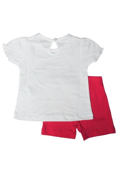 Completo T-Shirt kappa, Bambina bianco e fuxia.  - Vendita Moda sporti
