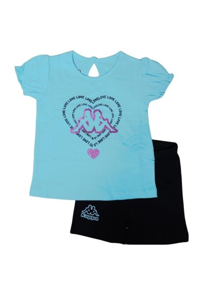 Completo T-Shirt kappa, Bambina verdino e nero.  - Vendita Moda sporti