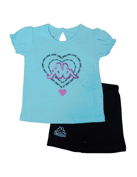 Completo T-Shirt kappa, Bambina verdino e nero.  - Vendita Moda sporti
