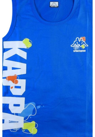 Completo Kappa ragazzo azzurro-nero in cotone per l'estate.  - Vendita