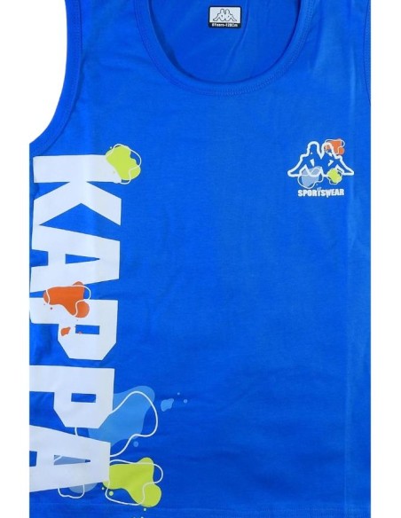 Completo Kappa ragazzo azzurro-nero in cotone per l'estate.  - Vendita