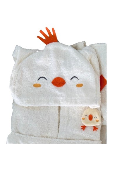 Set Coccola Pulcino – Accappatoio, Asciugamano e Ciabattine in Spugna 
