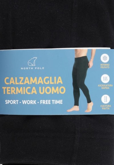 Calzamaglia Termica Uomo North Pole Felpata Nera  - Vendita Moda sport