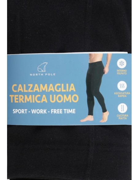 Calzamaglia Termica Uomo North Pole Felpata Nera  - Vendita Moda sport