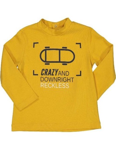 T-shirt neonato in cotone con stampa skate - Mini Rider Mustard  - Ven