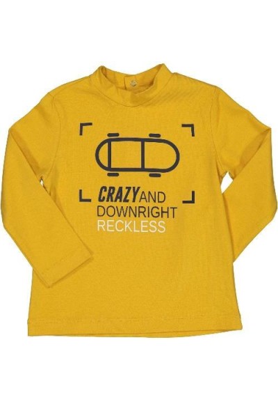 T-shirt neonato in cotone con stampa skate - Mini Rider Mustard  - Ven