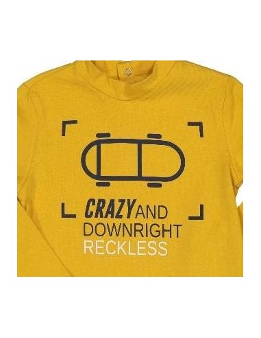 T-shirt neonato in cotone con stampa skate - Mini Rider Mustard  - Ven 2