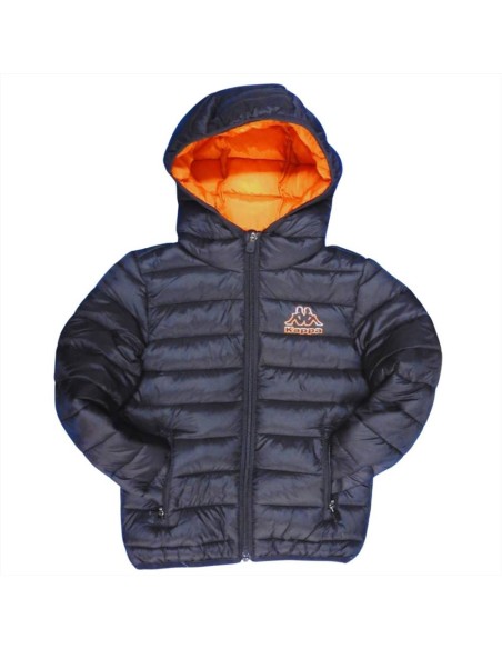 Giubbino imbottito kappa unisex con cappuccio per ragazzi nero  - Vend