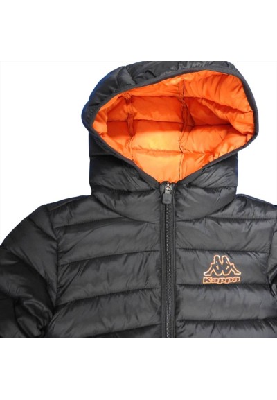 Giubbino imbottito kappa unisex con cappuccio per ragazzi nero  - Vend