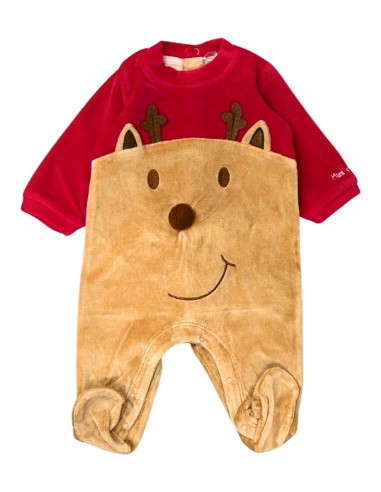 Tutina neonato natalizia in ciniglia - renna  - Vendita Moda sportiva