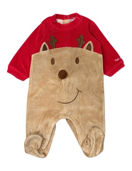 Tutina neonato natalizia in ciniglia - renna  - Vendita Moda sportiva