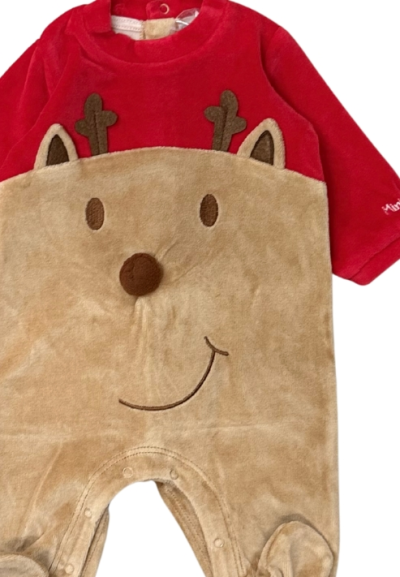 Tutina neonato natalizia in ciniglia - renna  - Vendita Moda sportiva