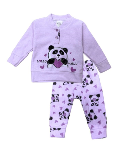 Pigiama bimba “Cucciolami” con panda – Martellina 2 bottoni  - Vendita 2
